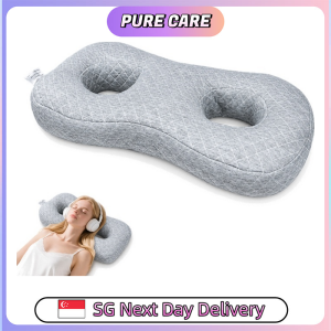 【Pure Care】 Ear Hole Side Sleeper Pillow / Double Ear Pressure Relief Pillow with Washable Cover for Side Sleeping