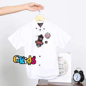 Kemeja Anak Laki-Laki Polos Lengan Pendek Premium Warna putih Baju anak usia 1-14 tahun baju anak terbaru