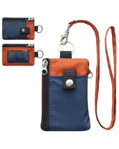 Minimalist RFID Blocking Small Wallet with ID Window Water Resistant Zip Bus Subway Id Case with Lanyard Keychain for Cards Cash Travel