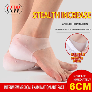 Silicone Invisible Inner Height Insoles Lifting Increase Socks Outdoor Foot Protection Pad Men Women Heel Cushion Hidden Insole