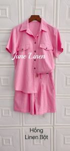 JUNE S04 - Set LINEN BỘT Áo sơ mi tay ngắn và short. 6 MÀU. Có bigsize. Ảnh thật