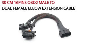 OT09 Dây Cáp Nối Dài 30CM 2 Trong 1 OBD 2 OBD2 16Pin Male Sang 2 Female Cho ELM327 HUD