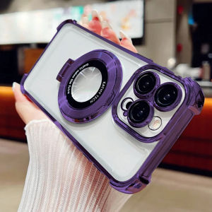 Luxury Magnetic Portable Holder Plating TPU Case for Xiaomi Redmi Note 15 14 13 12 11 11s 10 10s 9 9s Pro + Plus Redmi 9 9A 9C 10 10C 12 12C 13 13C 14C 15 15C 15a A5 A7 Pro 4G 5G for Magsafe Wireless Charging Shockproof Clear Soft Cover