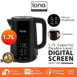 IONA 1.7L Digital Display Cordless Kettle 4 Pre-Set Temperatures Seamless Stainless Steel Fast Boiling 热水壶 电水壶 - GLK17