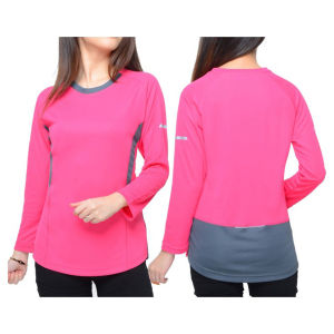 Kaos Olahraga Wanita/Kaos Running/Kaos Training/Kaos Senam/Kaos Yoga/Kaos Gym/Kaos Sepeda/Kaos Gowes/Seragam/Kaos Polos/Warna Kombinasi/Two Tone - Lengan Panjang