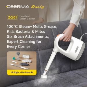 Deerma ZQ01 Handheld Steam Cleaner 1300W 100°C High-Temp Steam 20s Fast Heat-Up 36g/min Steam Flow 6 Brush Attachments Portable Cleaner