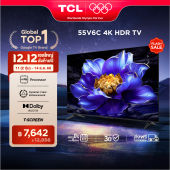 UPGRADE 2025 TCL ทีวี 55 นิ้ว 4K UHD Google TV รุ่น 55V6C HVA Panel ระบบปฏิบัติการ Google/Dynamic Color Enhancement/AIPQ/MEMC 60 Hz - WIFI  Dolby Audio & HDR 10 2.0 CH 20W Audio [ผ่อน 0% นาน 10 เดือน]