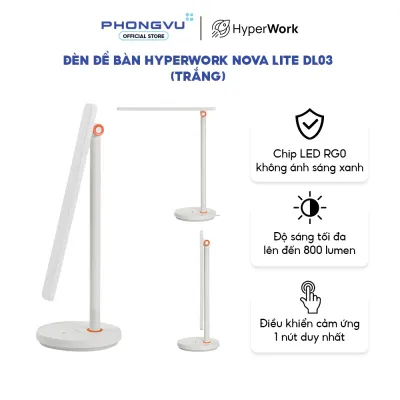 Đèn để bàn HyperWork Nova Lite DL03 - Trắng - CRI 90 Ra - Chống ánh sáng xanh - Bảo hành 12 tháng