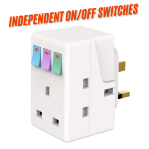 250V 13A Portable Multi 1 To 3 Ways Travel Adapter Power Socket With On/Off Independent Control Switch Conversion
