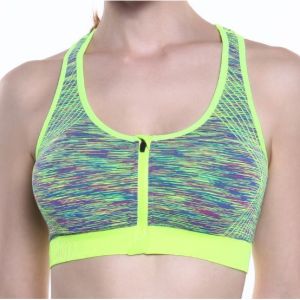 (M - 2XL) Colourful Zips Bra Sukan Women Sport Bra With Zip Bra Training Fitness Exercise Running Gym Yoga Fitness Tops Bra