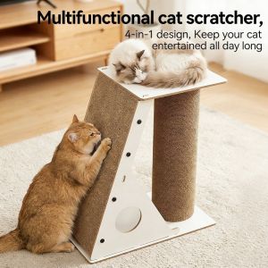 AP AIMAYAPET 4 in 1 Cat Scratching Board Durable Sisal Trapezoid Design Cat Bed Climbing Frame Interactive Cat Toy