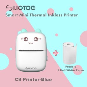 LIOTOG C9 Mini Thermal Printer for Student Wireless BT Thermal Receipt Printer For Photo/Label QR Codes Portable Inkless Gift Printer For IOS And Android Phones with 1 Roll Thermal Paper
