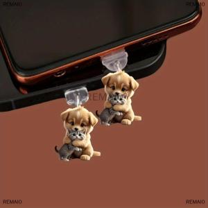 [COD] REMAI0 2D Acrylic Flat Animal Dust Plug For Iphone And Type-C Connector Dust Plug Pendant Hanging Decoration