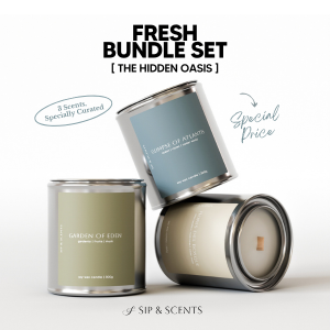 [SG] Sip & Scents Fresh Bundle | Scented Soy Wax Candles 300g x3 | Nature Green | Home Decor Gift