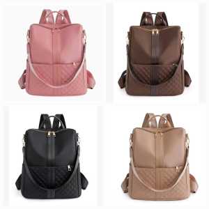 Tas Ransel Wanita Chic Quilted Nylon Anti Air Gaya Korea - Warna Dark Brown/Hitam