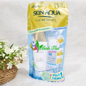 Sữa Chống Nắng Dưỡng Da Trắng Mịn Sunplay Skin Aqua Clear White SPF50+ PA++++ 25Gr - tặng kèm nước tẩy trang Hada Labo