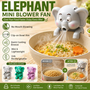 DogFan Portable Mini Fan Elephant Design Cute Hanging Cup Fan Baby Food Cooling Gadget Lightweight Desk Personal Fan Travel Use