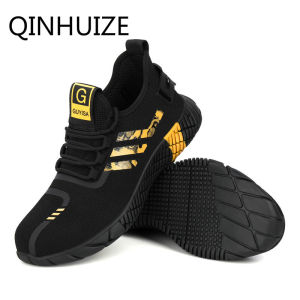 QINHUIZE Steel toe safety shoes mens protective shoes safety shoes labor protection shoes mens anti-smash puncture prevention steel toe fur wear-resistant welding work shoes