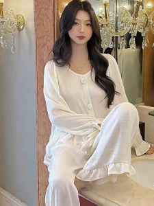 HT759 Bộ đồ ngủ lụa hoa hồng bèo xoè LYLYPijama dài tay tiểu thư tôn dáng HT759