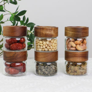 Ginca Coffee Beans Storage Container Glass Tube With Wood Tool Bottled Tubes Grain Storage Wooden Sealed Canisters Barista Tool Gift