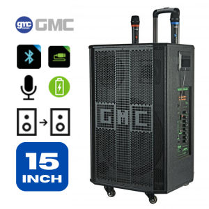 Speaker Bluetooth 15 Inch GMC 899U Plus 2 Microphone Wireless Karaoke Frequency 20-20000Hz
