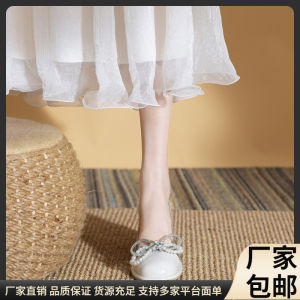 French Fashion Sandals Bow Block Heel Hollow Heels Temperament Single Shoes Women