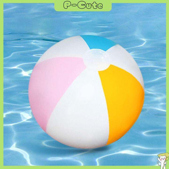 P-CUTE PVC Inflatable Beach Ball Big 30cm Rainbow Beach Ball Swimming ...