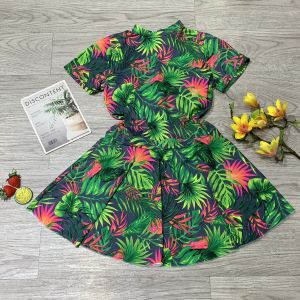 Bikini đồ bơi nữ đi biển 1 mảnh áo nữ ngắn tay liền thân kèm mút mỏng quần váy chất liệu thun lạnh BINSPORTS BHV221