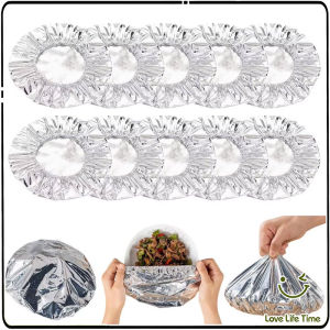 50PCS Aluminum Foil Food Cover Elastic Cling Wrap Reusable Insulation FreshKeeping Kitchen Essential