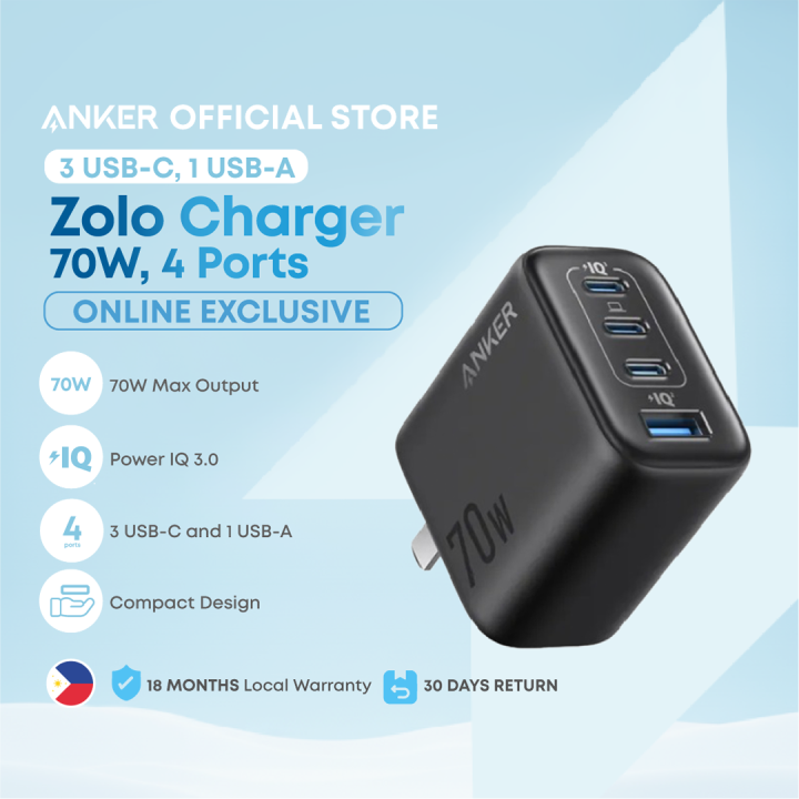 Cargador Anker Nano 70W 3 Puertos - Compacto, Rápido Y Con Diseño Moderno Para IPhone, MacBook Y Más
