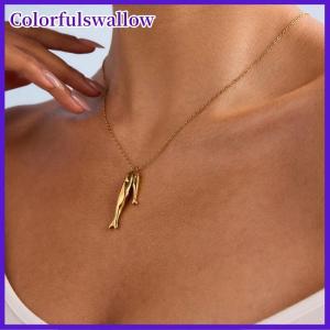Colorfulswallow Minimalism xinh xắn SARDiNE quyến rũ Mặt dây chuyền vòng cổ cho phụ nữ cổ điển màu vàng Boho thời trang đồ trang sức đơn giản Quà Tặng phụ kiện