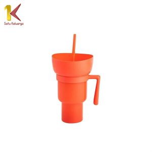 Satu Keluarga Stadium Tumblr Cup 2IN1 dengan Wadah Makanan C1114 Gelas Snack Mug With Drink Cup