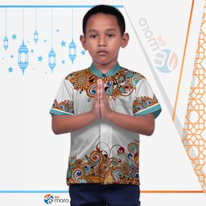 the moro - Baju Muslim Koko Anak/Kids ORNATE FLORAL ART 02 Lengan Pendek dan Panjang | Printing Sublime