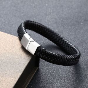 YOYO CHARMING Friendship 20.5 cm Stainless Steel Multilayer Wristband Black Brown Color Gift For Men Women Leather Bracelet Braided Bracelets Bangles Jewelry