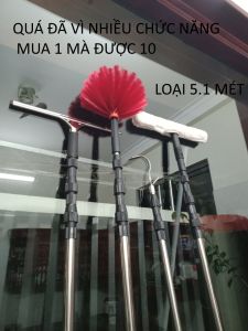 Chổi quét mạng nhện vệ sinh trần nhàsào rút inox đa năng kết hợp lau kính+gạt nước mưamóc cành câyhái hoa quả trên caocán vợt cáphơi đồquần áo