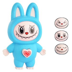 GLASSES VIEW Labubu Change Face Doll Keychain Trendy Play Cartoon Couples Keychain Fashion Bag Hanging Decoration Gifts