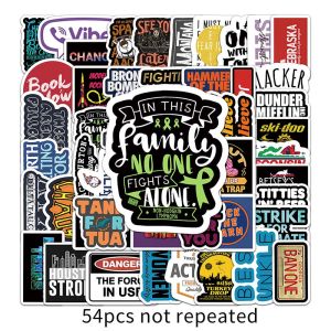 54 cái nhà máy nóng bán từ tiếng Anh graffiti trang trí tường tùy chỉnh Bảng chữ cái hoạt hình dán cho điện thoại hành lý cup PVC nhãn