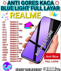 ANTI GORES KACA BLUE LIGHT FULL LAYAR FOR C20 / C21/ C25/ Realme 7 /Realme 7i / PELINDUNG LAYAR HP