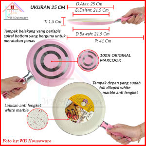 MAKCOOK Wajan Teflon / Wajan Gagang / Crepes pan / crepes maker / telfon crepes White Pink 16cm