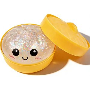 MY 【IN STCOK】MARRIITT Glitter Dumplings Squishy Toy Soft with Steamer Squishy Toy  Fidget Squeeze Decompression Dough For Stress Anxiety Relief