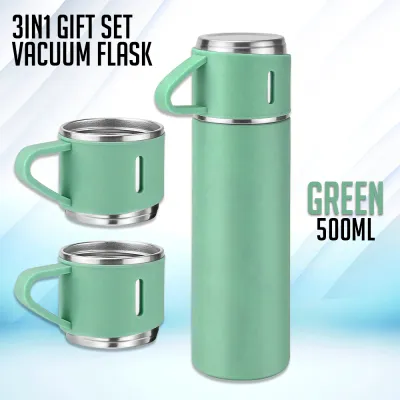 RF Printing Supplies - 500ml 3in1 Gift Set Vacuum Flask Tumbler Stainless Vacuum Water Bottle with Cup Handle