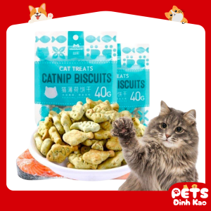 Bánh Cá Biscuits Catnip Cho Mèo Giảm Búi Lông & Hôi Miệng Túi 40g