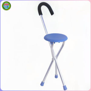 Cane Seat Combo Folding Crutch Chair Seat 3 Legs Walking Stick with Handle