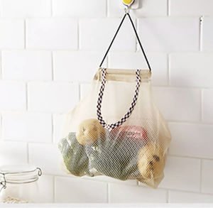 [SG Ready Stock]  2PCS Vegetable Onion Potato Storage Hanging Bag Hollow Breathable Mesh Bag Kitchen Garlic Ginger Mesh Storage Bag