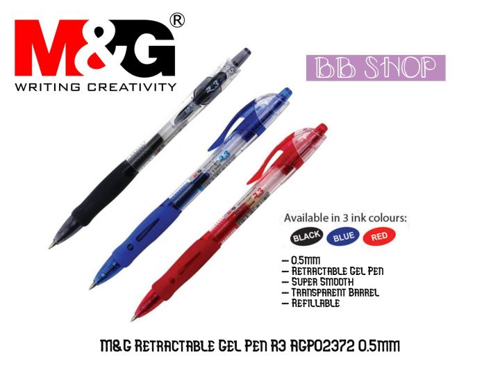 M G Retractable Gel Pen R Mm Pcs Agp Lazada