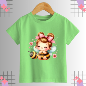 KOKO IMPORT - Baju Kaos Anak Perempuan Cewek Usia 2-16 Tahun Motif Lebah Keren Lucu Unik
