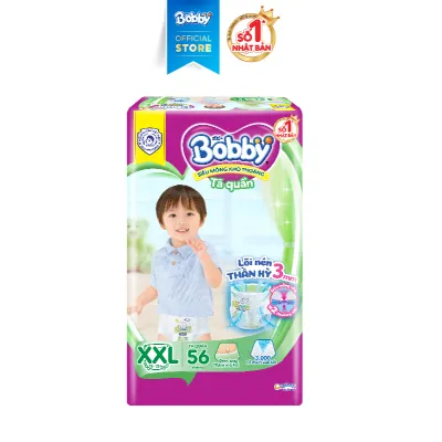 [20g 7-10.8 QUÀ TO]Tã/Bỉm quần Bobby Lõi nén thần kỳ 3mm Ultra Jumbo XXL56/XXL60 - Siêu mỏng khô thoáng