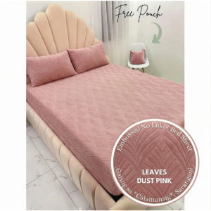 NO LUKOT EMBOSSED AZTEC / LEAVES Bedsheet with FREE POUCH EMBOSSED BEDSHEET  PB