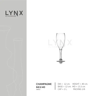 LYNX CHAMPAGNE 663/40 - แจกันแก้วใสคุณภาพสูง งานแฮนด์เมด เหมาะสำหรับจัดเลี้ยง งานแต่ง ดินเนอร์หรู