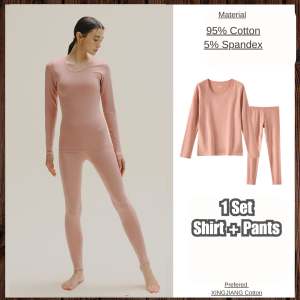 🇲🇾FELLO Set Men Women Winter Autumn Thin Inner Wear Warm Cotton Thermal Long Johns Light Velvet男女纯棉保暖衣